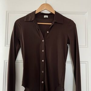 Wilfred Chocolate Brown Button-Down Shirt